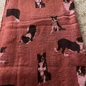 Border Collie Scarf, Cotton/Polyester, Rust, 75" long x 28" wide